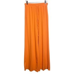 Yozy Womens Relaxed Fit Drawstring Lounge Wide Leg Trousers Pants Orange Size 6